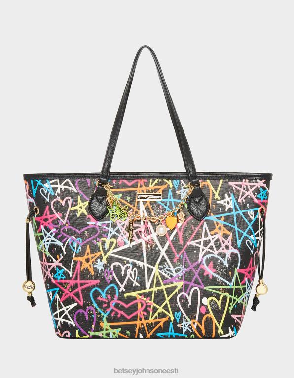 ee Betsey Johnson naised graffiti kullake 2 tote must tarvikud 400N0207